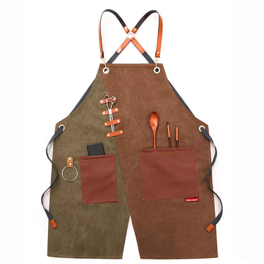 JMT-913034 Eco-Friendly Canvas Cowboy Apron with Custom Logo Options for Gardening, Barista, and Waitress Use
