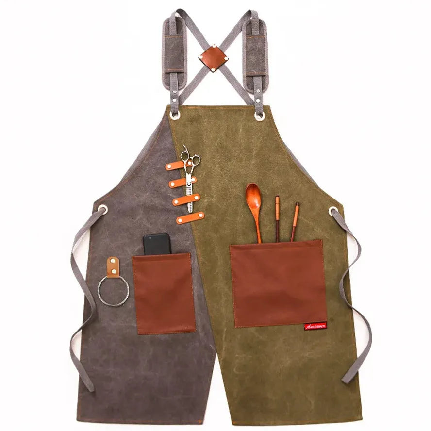 JMT-913034 Eco-Friendly Canvas Cowboy Apron with Custom Logo Options for Gardening, Barista, and Waitress Use