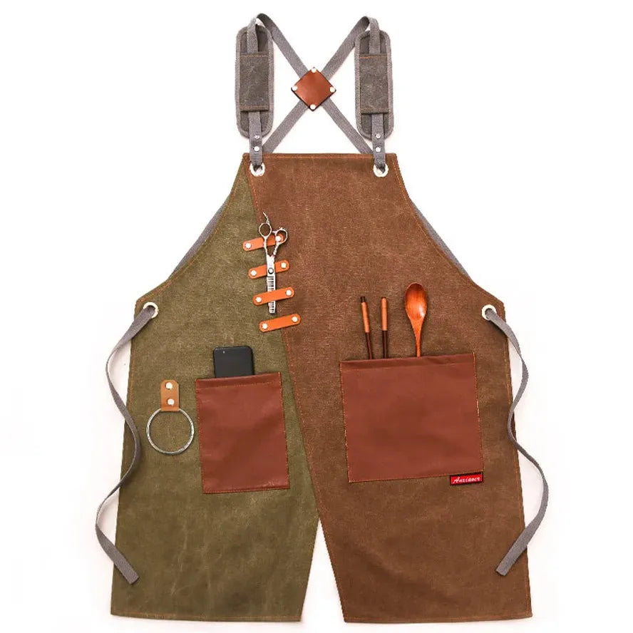 JMT-913034 Eco-Friendly Canvas Cowboy Apron with Custom Logo Options for Gardening, Barista, and Waitress Use