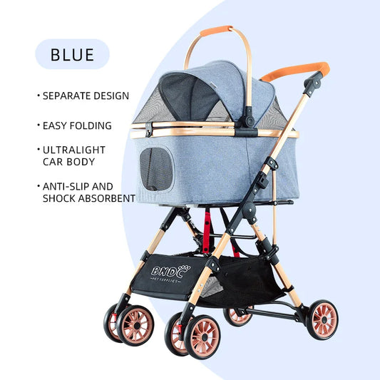 JMT-913098 Aluminium Pet Stroller for Cats and Small Dogs - Lightweight Travel Carrier and Portable Carriage