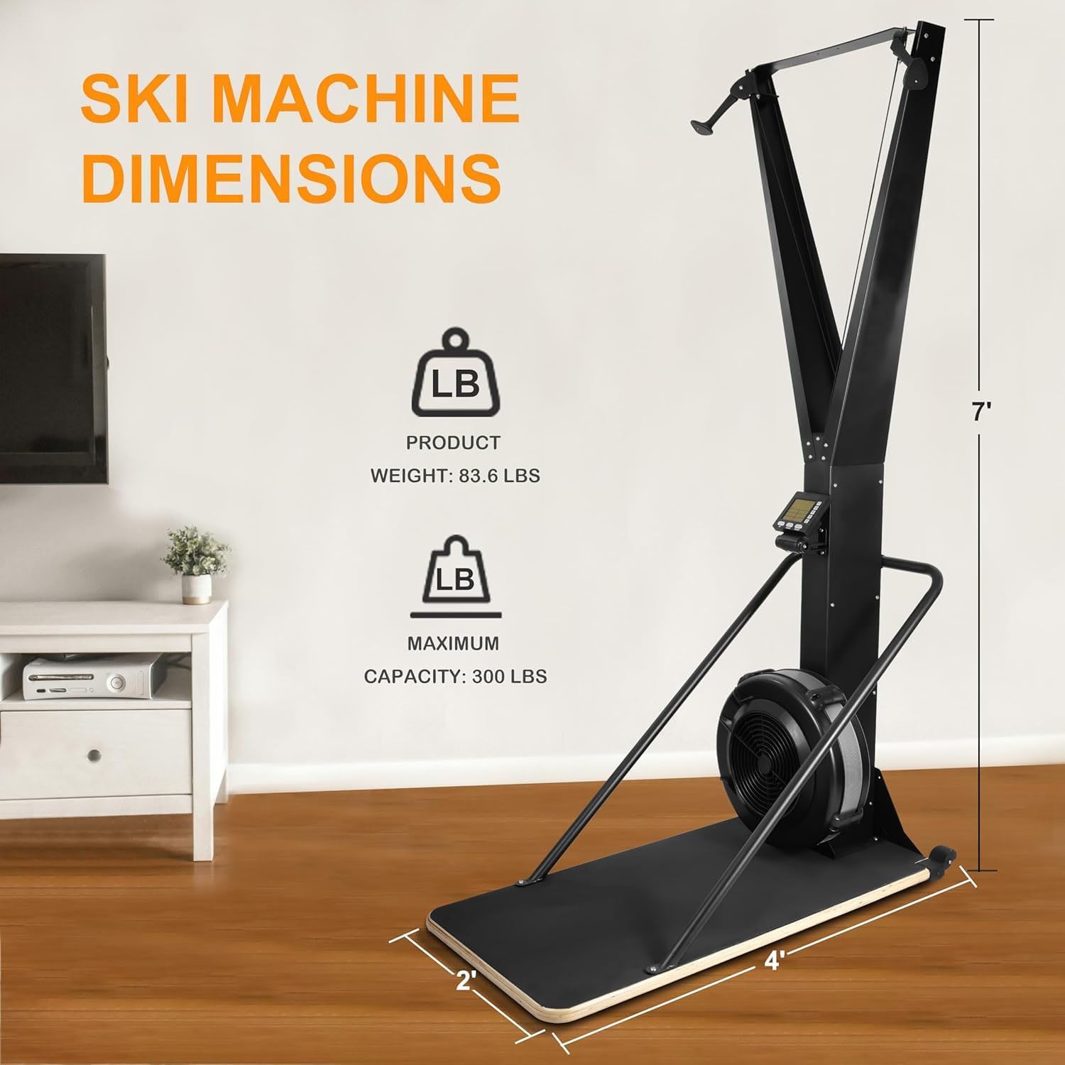 JMT-913226 Indoor Ski Machine with Wind Resistance and LCD Display for Home Gym