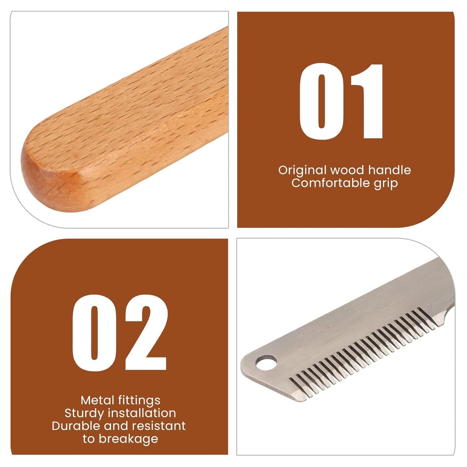 JMT-913226 Pet Stripping Comb for Dogs and Cats - Wood Handle Grooming Tool for Removing Floating and Tangled Hair