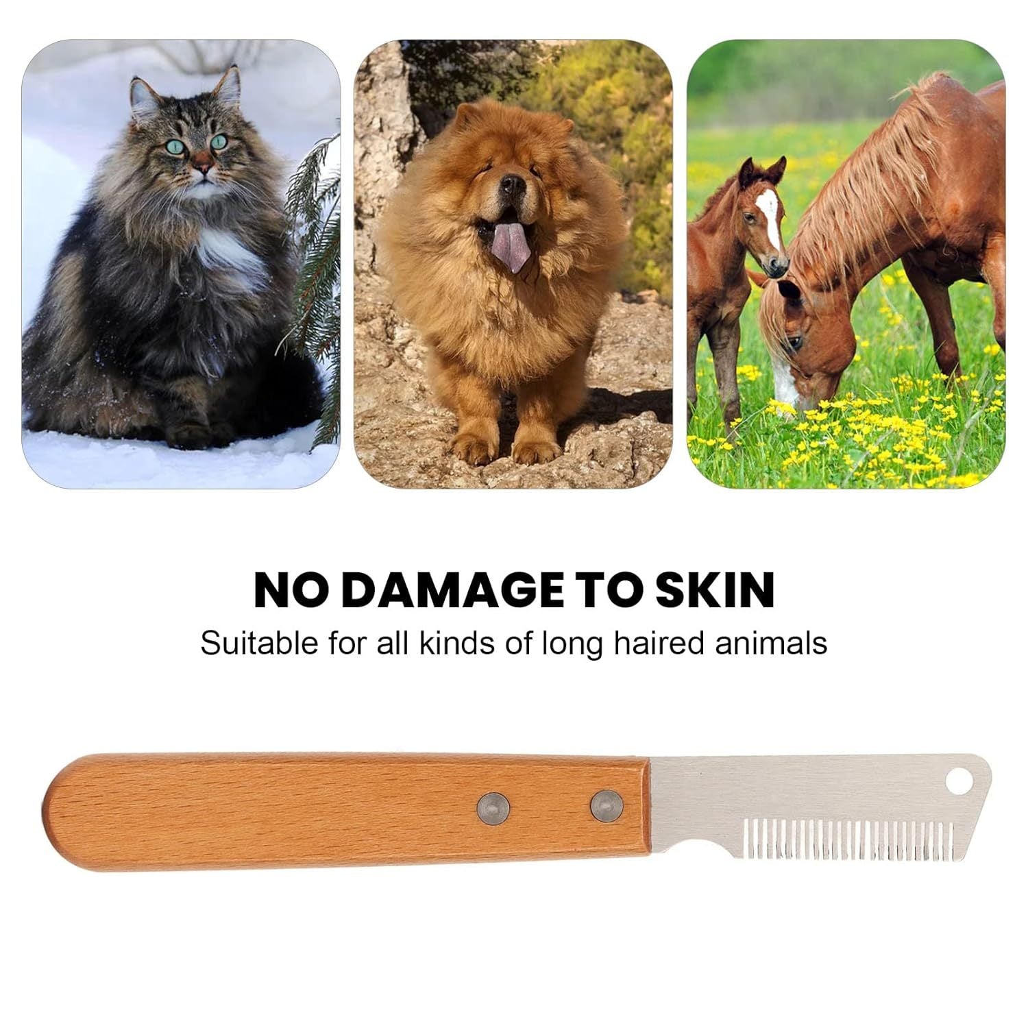 JMT-913226 Pet Stripping Comb for Dogs and Cats - Wood Handle Grooming Tool for Removing Floating and Tangled Hair