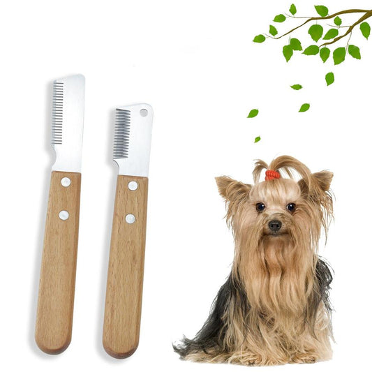 JMT-913226 Pet Stripping Comb for Dogs and Cats - Wood Handle Grooming Tool for Removing Floating and Tangled Hair
