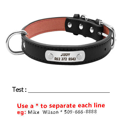 JMT-913802 Personalized Adjustable PU Leather Pet ID Collar for Small, Medium, and Large Dogs and Cats - Durable and Comfortable Design