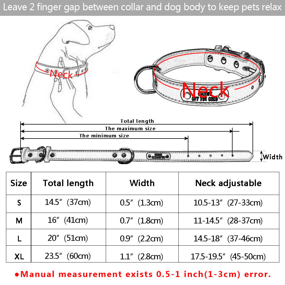 JMT-913802 Personalized Adjustable PU Leather Pet ID Collar for Small, Medium, and Large Dogs and Cats - Durable and Comfortable Design