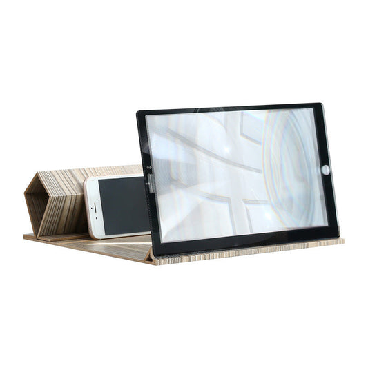 JMT-913994 Wood Grain 12-Inch Mobile Phone Screen Magnifier with Bracket for Eye and Radiation Protection