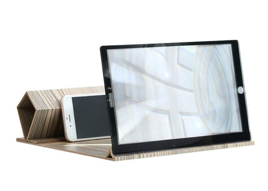 JMT-913994 Wood Grain 12-Inch Mobile Phone Screen Magnifier with Bracket for Eye and Radiation Protection