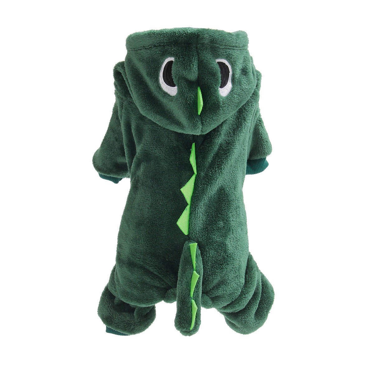 JMT-914058 Emerald Green Coral Fleece Dinosaur Pet Outfit for Small Dogs