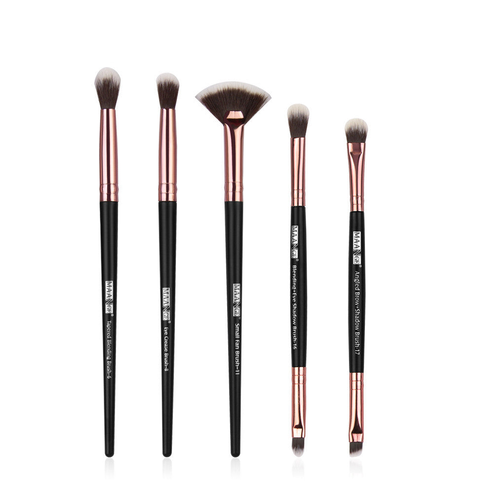 JMT-914570 5-Piece Makeup Brush Set - Nylon & Plastic, Compact Size 17.5 x 12.4 x 2 cm