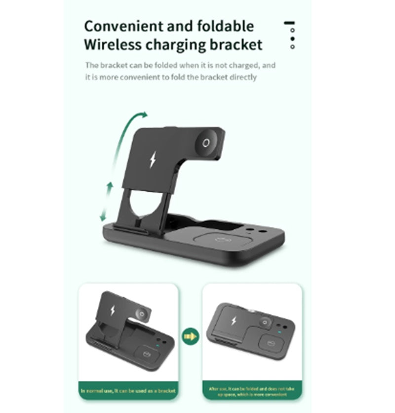 JMT-914634 15W Wireless Charger with Mobile Phone Holder, Watch & Headset Charging Station, Qi Certified, Multi-Device Compatibility