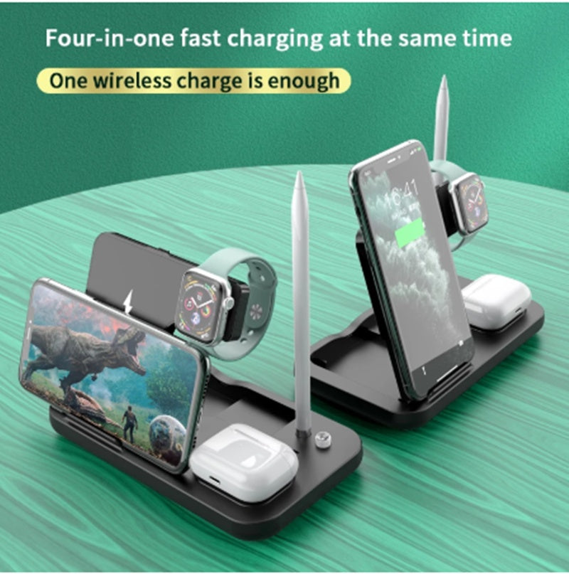 JMT-914634 15W Wireless Charger with Mobile Phone Holder, Watch & Headset Charging Station, Qi Certified, Multi-Device Compatibility
