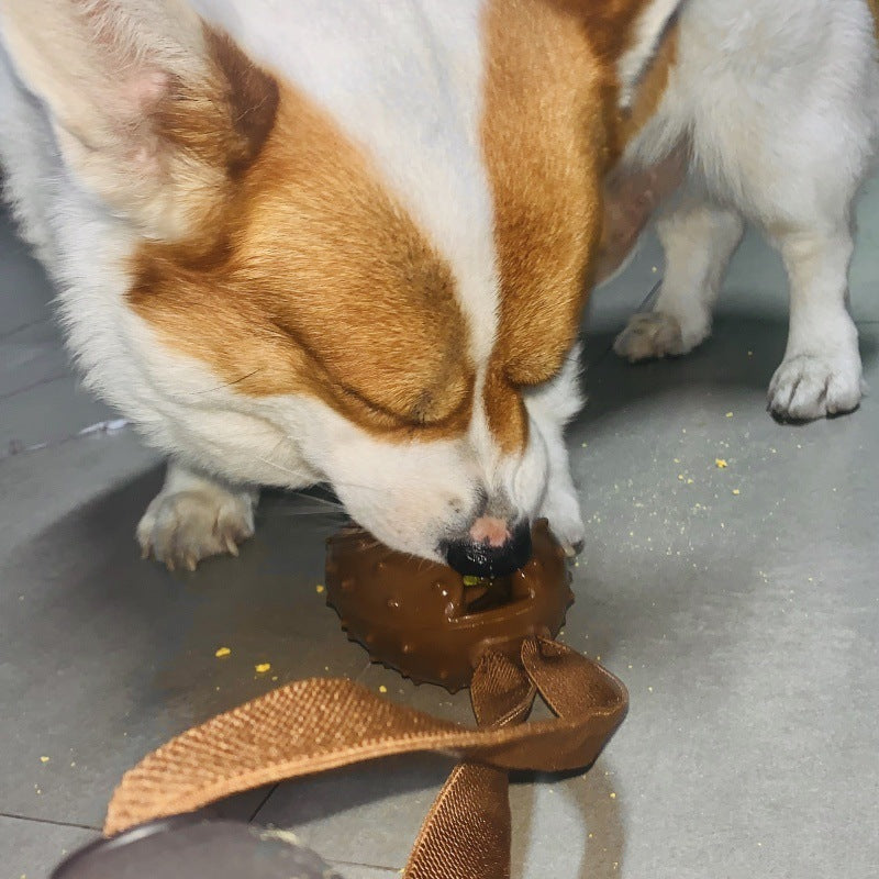 JMT-914634 Pet Tooth Cleaning Ball with Coffee Bean Design, Rope Knot for Slow Eating and Chewing, Durable TPR Material