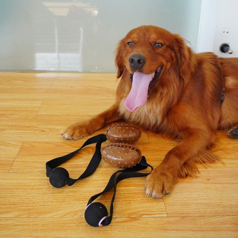 JMT-914634 Pet Tooth Cleaning Ball with Coffee Bean Design, Rope Knot for Slow Eating and Chewing, Durable TPR Material