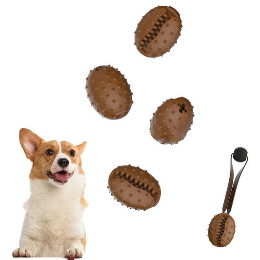 JMT-914634 Pet Tooth Cleaning Ball with Coffee Bean Design, Rope Knot for Slow Eating and Chewing, Durable TPR Material