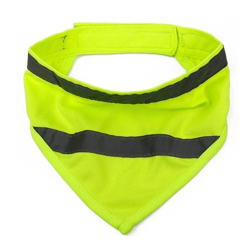 JMT-914762 Reflective Dog Bandana in Bright Orange/Yellow - Lightweight Polyester Scarf for Increased Visibility, Adjustable Neck Sizes Small, Medium, Large