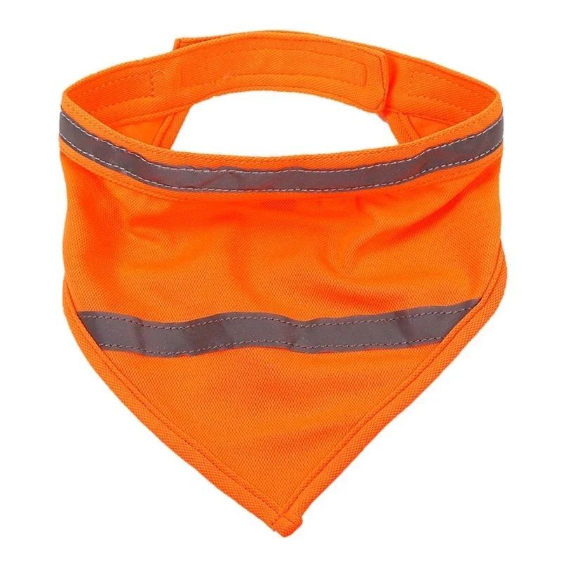 JMT-914762 Reflective Dog Bandana in Bright Orange/Yellow - Lightweight Polyester Scarf for Increased Visibility, Adjustable Neck Sizes Small, Medium, Large