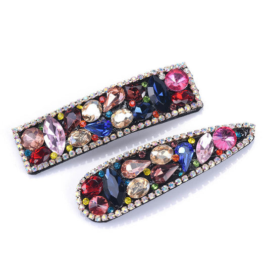JMT-914826 Geometric Colored Glass Diamond Hairpin with Alloy Inlay and Electroplating