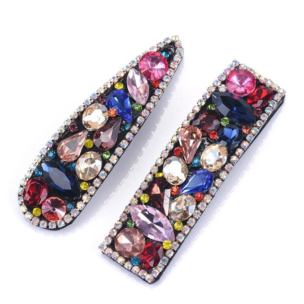JMT-914826 Geometric Colored Glass Diamond Hairpin with Alloy Inlay and Electroplating
