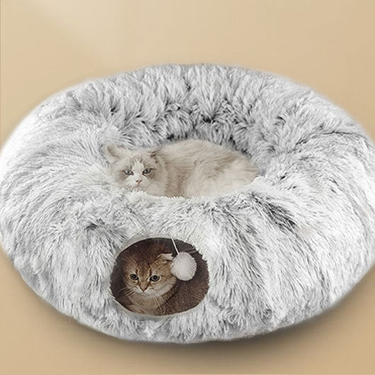 JMT-915274 Cozy Foldable Cat Bed Tunnel with Plush Fabric and Warm Cotton Filling for Ultimate Pet Comfort