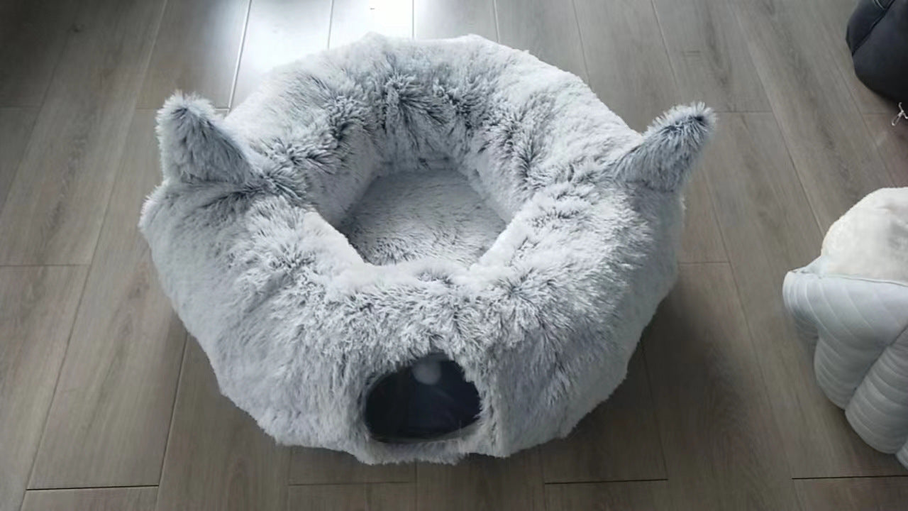 JMT-915274 Cozy Foldable Cat Bed Tunnel with Plush Fabric and Warm Cotton Filling for Ultimate Pet Comfort