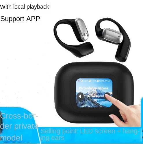 JMT-915466 Wireless Bluetooth Ear-Hanging Headset with LCD Color Screen and ANC Noise Reduction