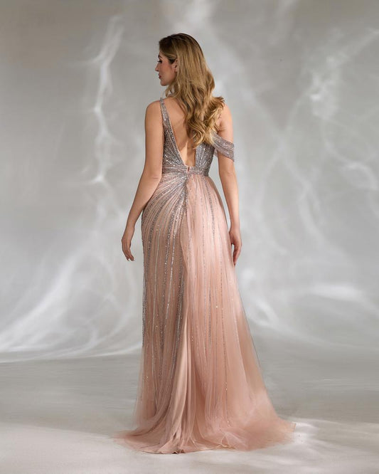 JMT-915530 Elegant Pink Evening Gown for Women - Model SH0135