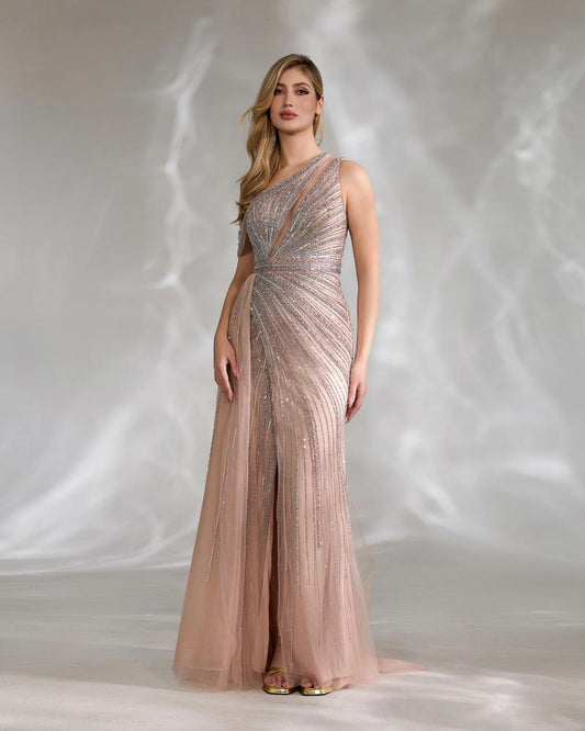 JMT-915530 Elegant Pink Evening Gown for Women - Model SH0135