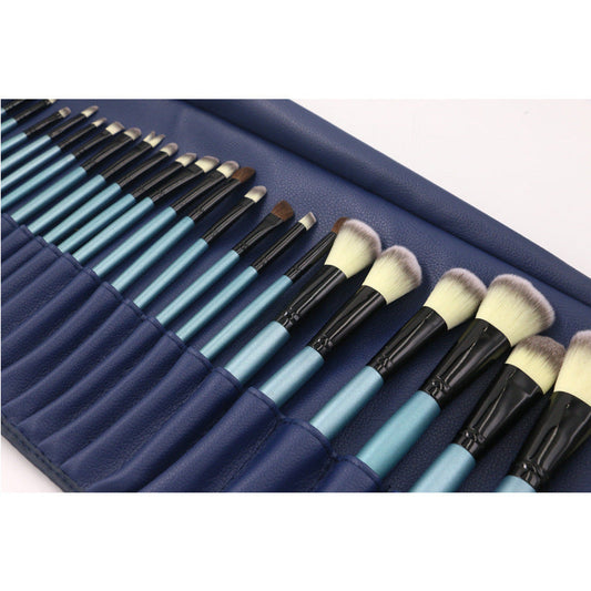 JMT-915722 32-Piece Blue Makeup Brush Set with Man-Made Fiber and Horse Hair, Wooden Handles