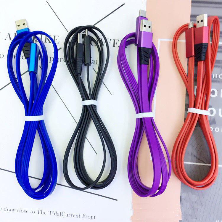 JMT-915786 Renewable Data Line USB Charging Cable - 1.5M Length - TPE Material with Aluminum Alloy Shell - Available in Black, Blue, Purple, and Red