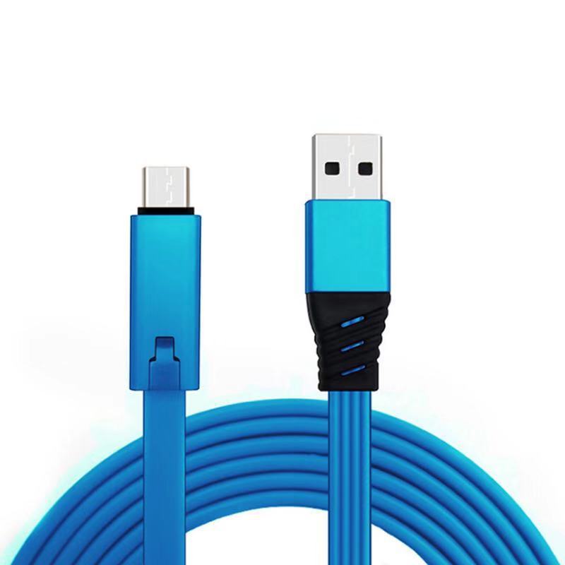 JMT-915786 Renewable Data Line USB Charging Cable - 1.5M Length - TPE Material with Aluminum Alloy Shell - Available in Black, Blue, Purple, and Red