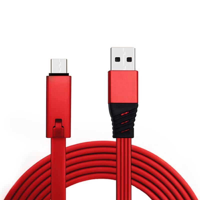 JMT-915786 Renewable Data Line USB Charging Cable - 1.5M Length - TPE Material with Aluminum Alloy Shell - Available in Black, Blue, Purple, and Red