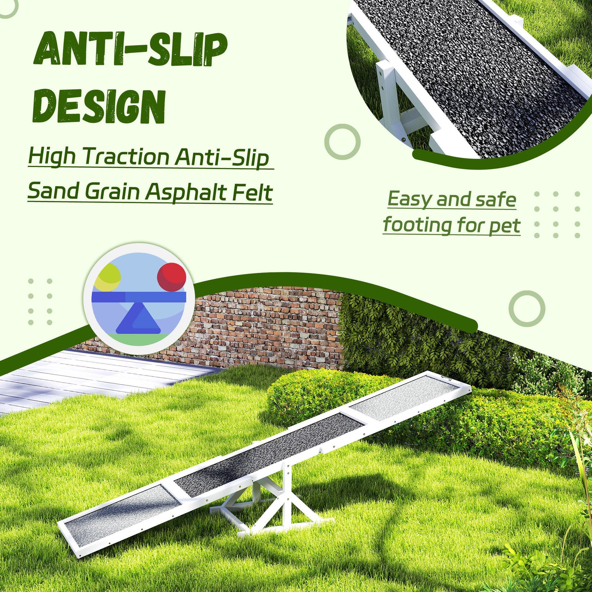 JMT-916426 Wooden Agility Dog Seesaw for Training and Exercise, Weather Resistant, 83 L x 16 W x 14 H, Suitable for Extra Large Dogs