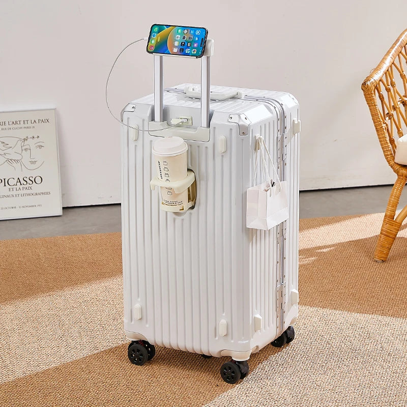 JMT-916490 4-Piece Large Travel Suitcase Set with Leather Wheels and TSA Locks