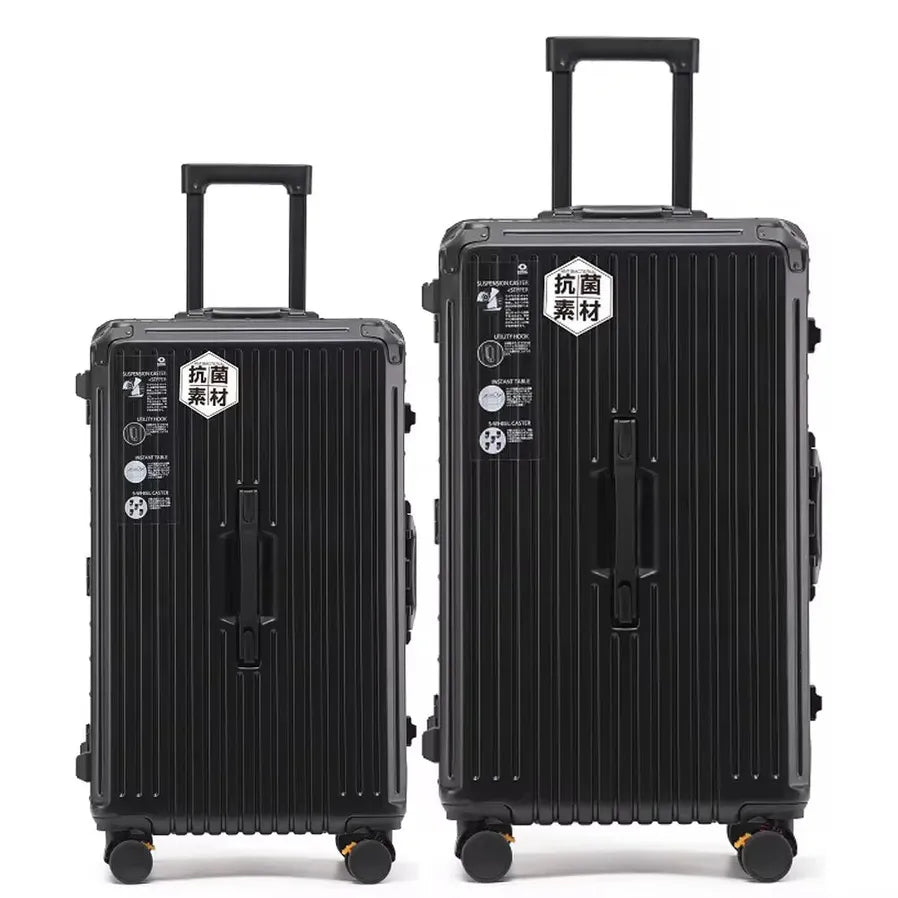 JMT-916490 4-Piece Large Travel Suitcase Set with Leather Wheels and TSA Locks