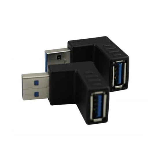 JMT-916618 90-Degree USB 3.0 A Male to Female Adapter for Data Transfer and Charging