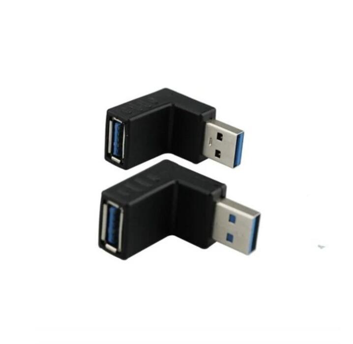JMT-916618 90-Degree USB 3.0 A Male to Female Adapter for Data Transfer and Charging