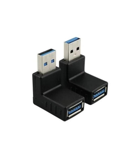 JMT-916618 90-Degree USB 3.0 A Male to Female Adapter for Data Transfer and Charging