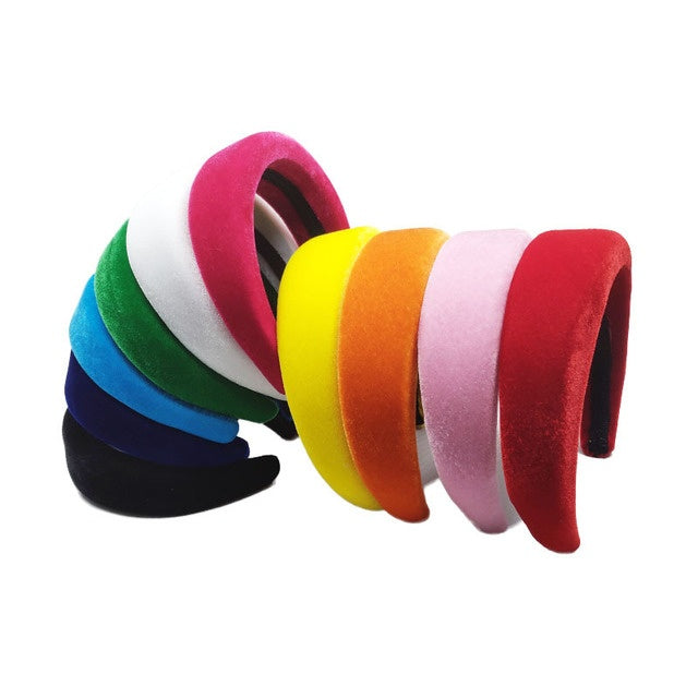 JMT-917130 Flannelette Sponge Cloth Hair Band in 10 Colors - 4cm Width, 11.5cm Inner Diameter