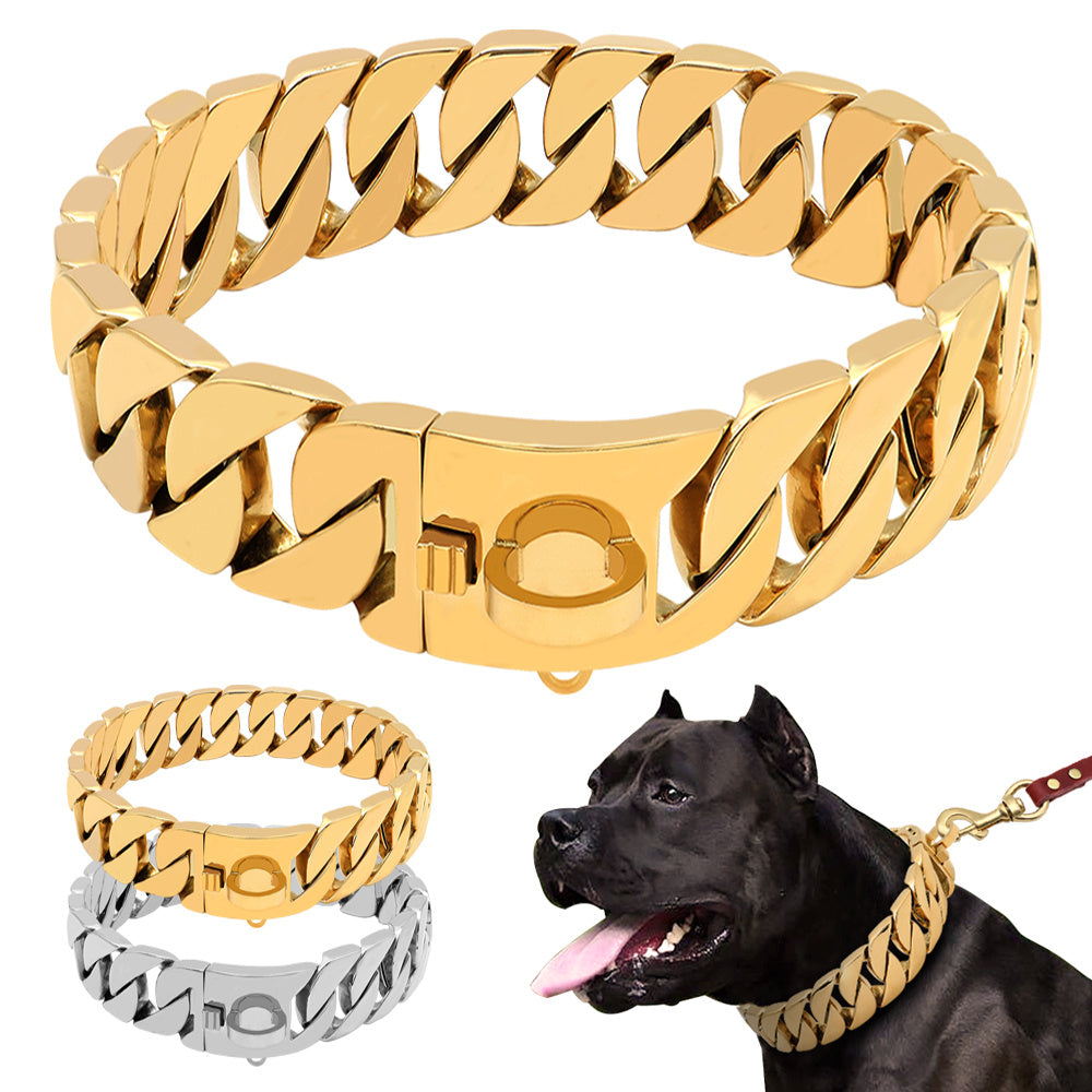 JMT-917258 Gold Stainless Steel Cast Dog Collar - Available in 40cm to 65cm Sizes