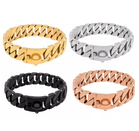 JMT-917258 Gold Stainless Steel Cast Dog Collar - Available in 40cm to 65cm Sizes