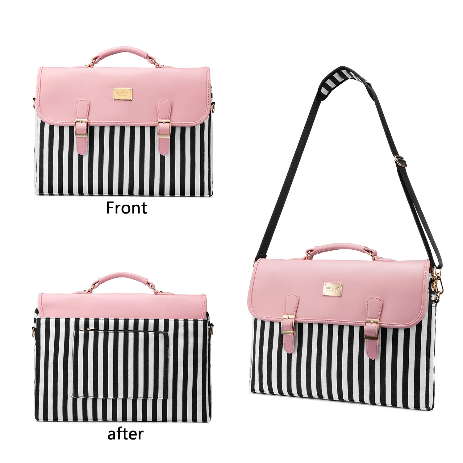 JMT-917322 Stylish 15.6 in Laptop Briefcase for Women - Functional Shoulder Satchel with Protective Sleeve