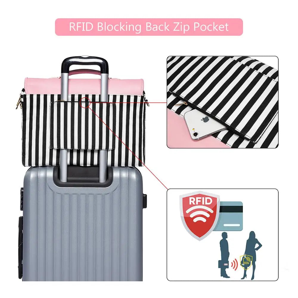 JMT-917322 Stylish 15.6 in Laptop Briefcase for Women - Functional Shoulder Satchel with Protective Sleeve