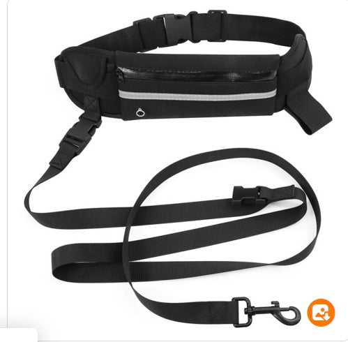JMT-918090 Reflective Waist Bag with Traction Rope for Dogs - Nylon Leash Included