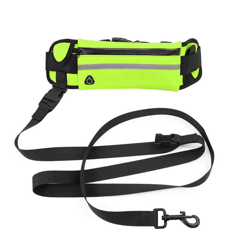 JMT-918090 Reflective Waist Bag with Traction Rope for Dogs - Nylon Leash Included