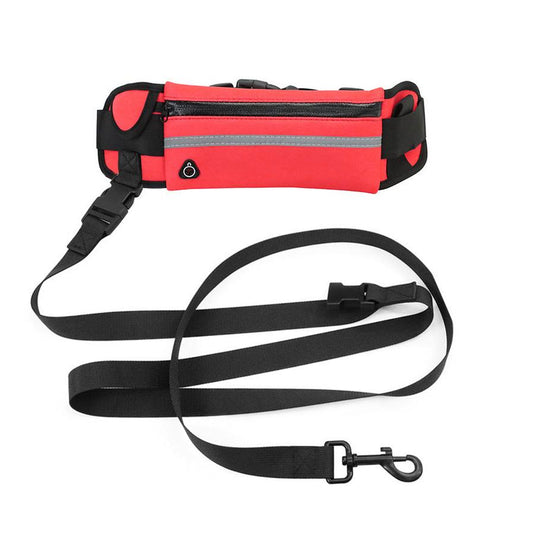 JMT-918090 Reflective Waist Bag with Traction Rope for Dogs - Nylon Leash Included