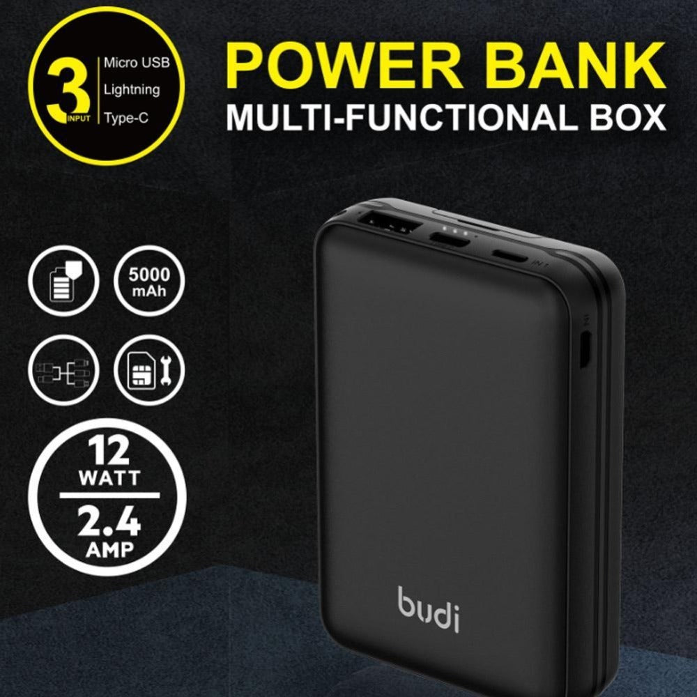 JMT-918218 Multi-Functional Wireless Travel Charger and Cable Organizer with SIM Kit, 5000mAh Power Bank