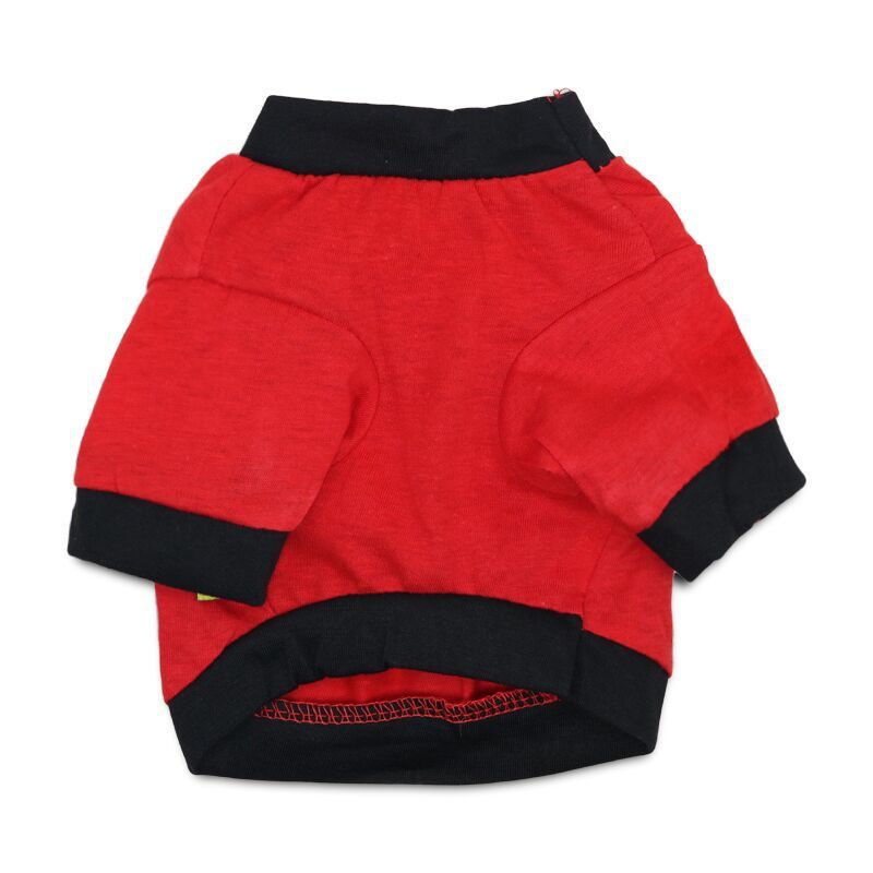 JMT-918218 Red and Black Edge Cotton Jersey Raglan T-Shirt for Small Dogs