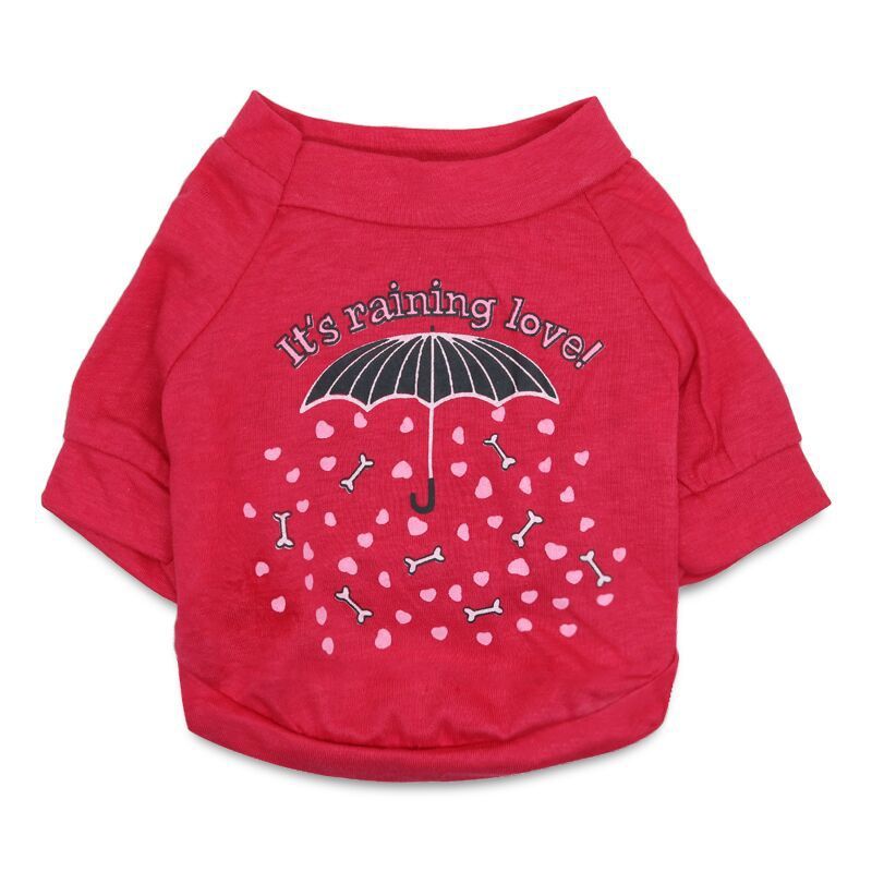 JMT-918218 Red and Black Edge Cotton Jersey Raglan T-Shirt for Small Dogs