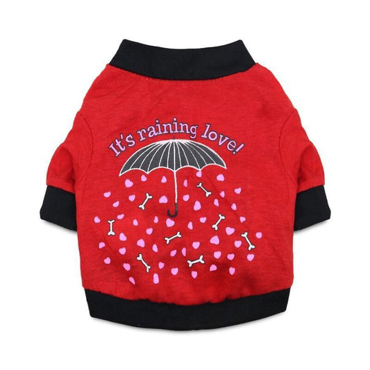JMT-918218 Red and Black Edge Cotton Jersey Raglan T-Shirt for Small Dogs